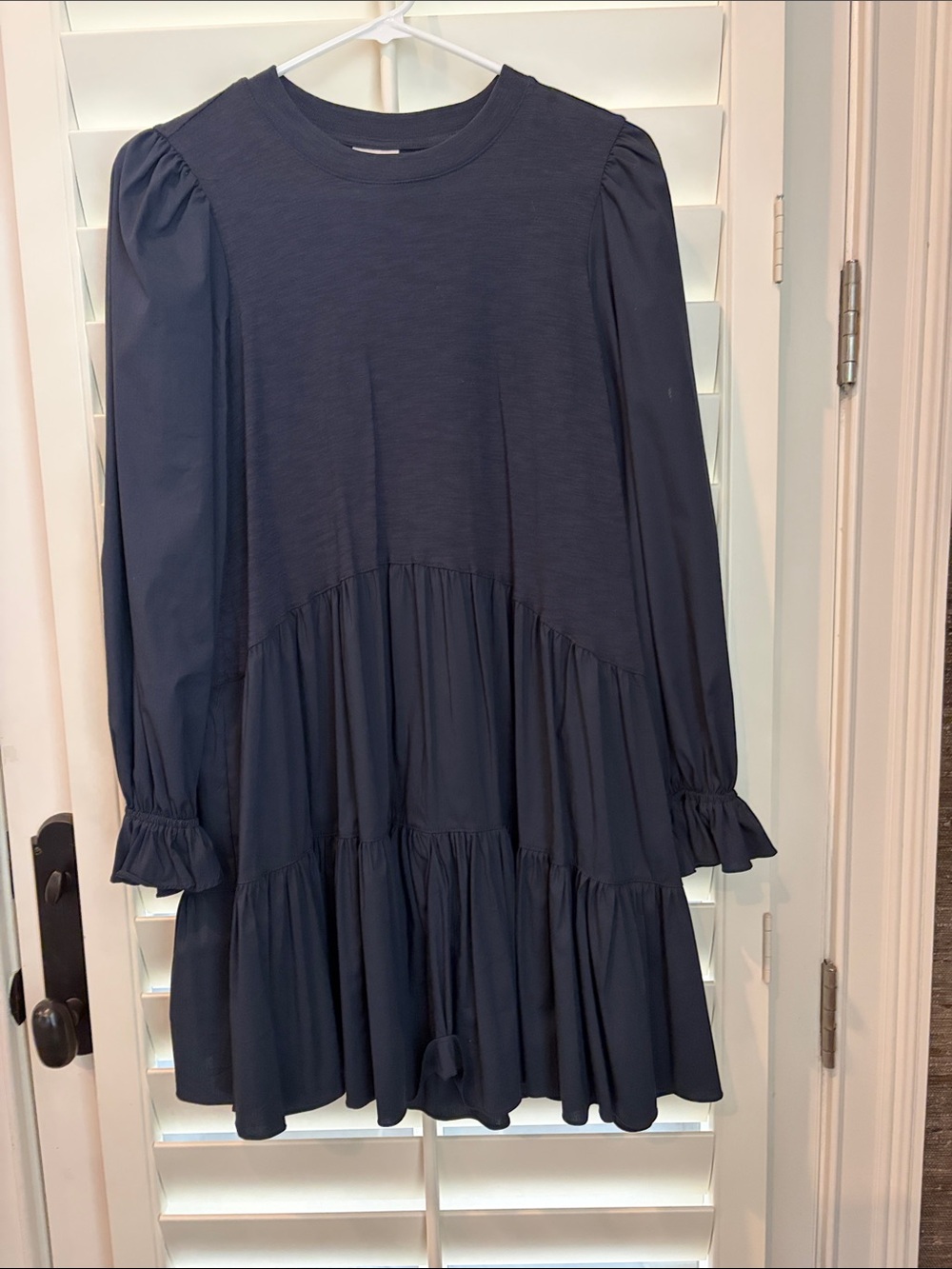 cinq a sept Navy Mini Dress with Tiered Skirt
